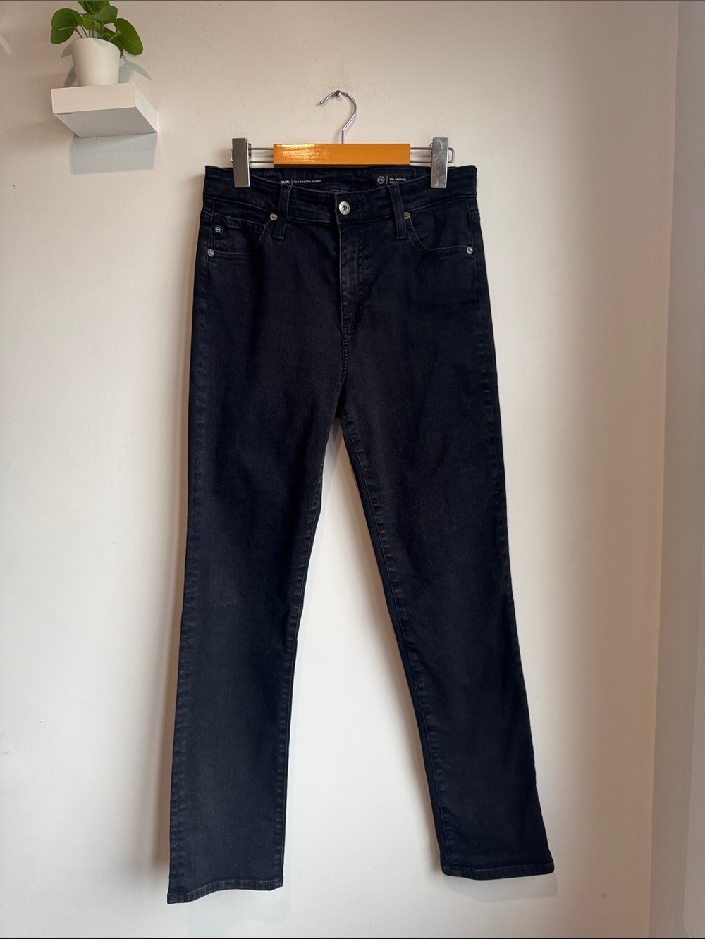 Ag Adriano Goldschmied Black Slim Straight Jeans